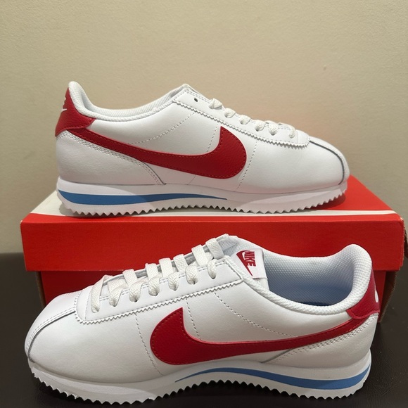 NIB Women Nike Cortez Leather  DN1791 108  White/Varsity Red/Varsity Blue - Picture 5 of 6